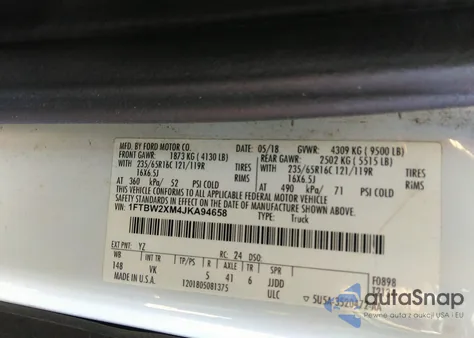 2018 Ford Transit-350 from USA, damaged, VIN 1FTBW2XM4JKA94658